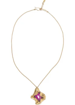 Resin pendant 18k gold-plated necklace