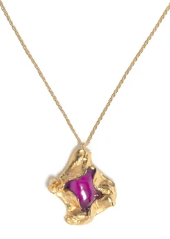 Resin pendant 18k gold-plated necklace