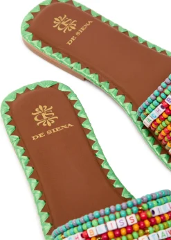 Resort beaded leather sliders