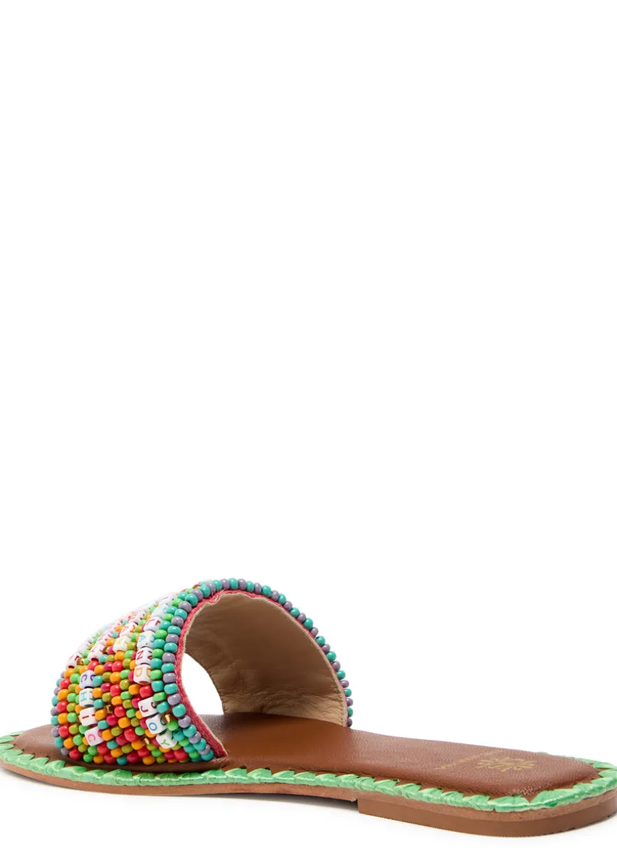 Resort beaded leather sliders