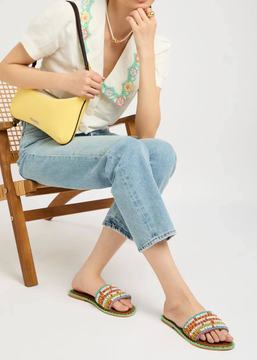 Resort beaded leather sliders