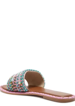 Resort beaded leather sliders