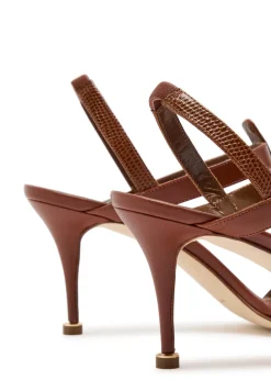 Retauxlo 70 lizard-effect leather slingback pumps