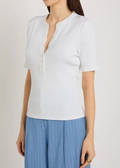 Reubian ribbed stretch-cotton top