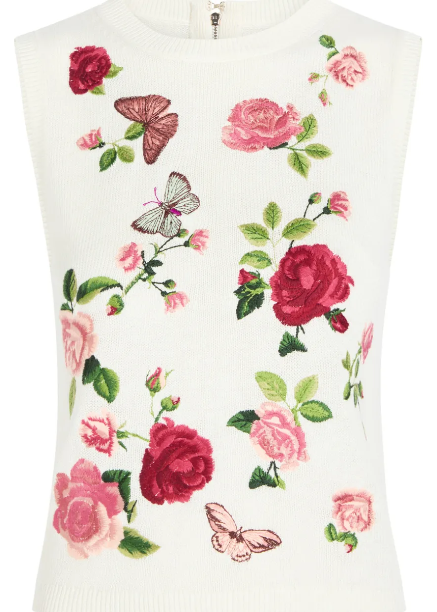 Reva floral-embroidered knit top