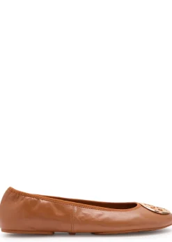 Reva Travel logo leather ballet flats