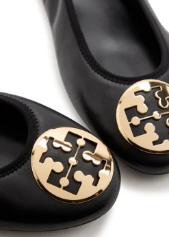 Reva Travel logo leather ballet flats