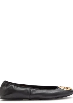 Reva Travel logo leather ballet flats