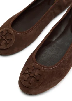 Reva Travel logo suede ballet flats