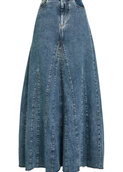 Revel panelled denim maxi skirt