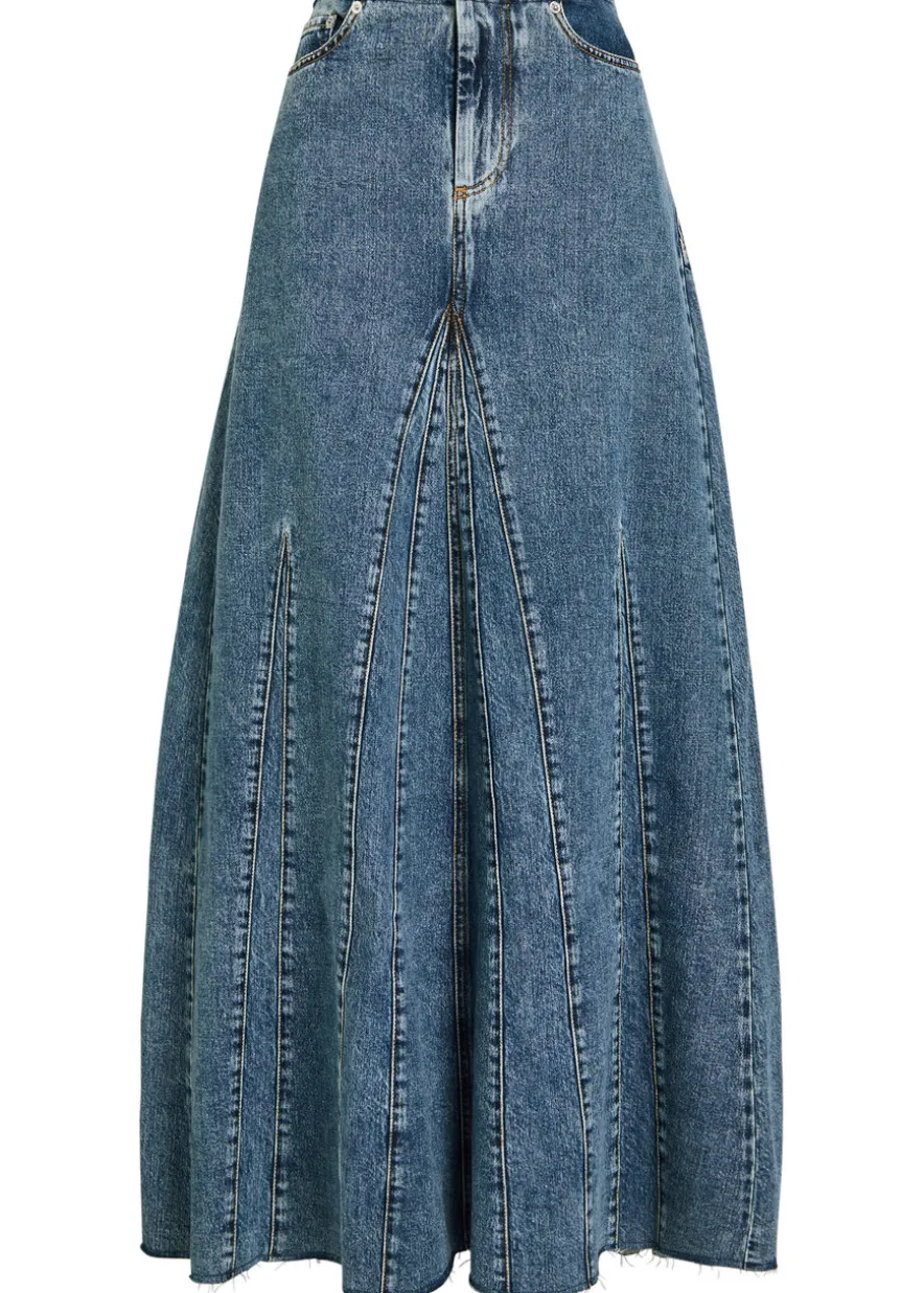 Revel panelled denim maxi skirt