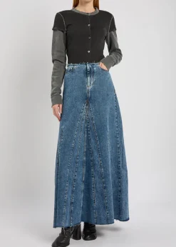 Revel panelled denim maxi skirt