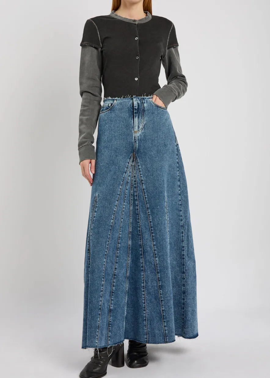 Revel panelled denim maxi skirt