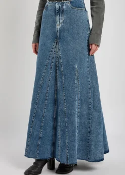 Revel panelled denim maxi skirt