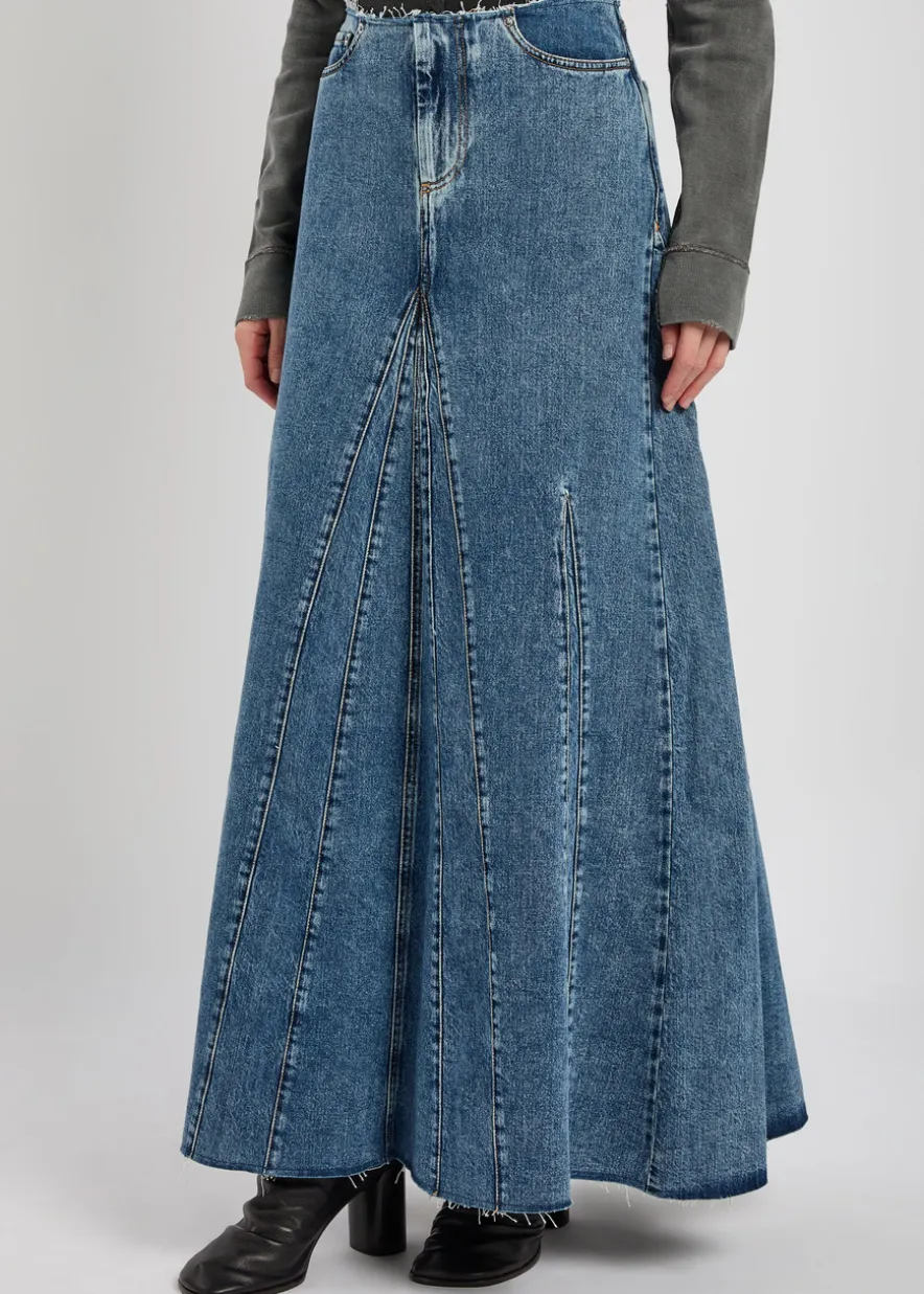 Revel panelled denim maxi skirt