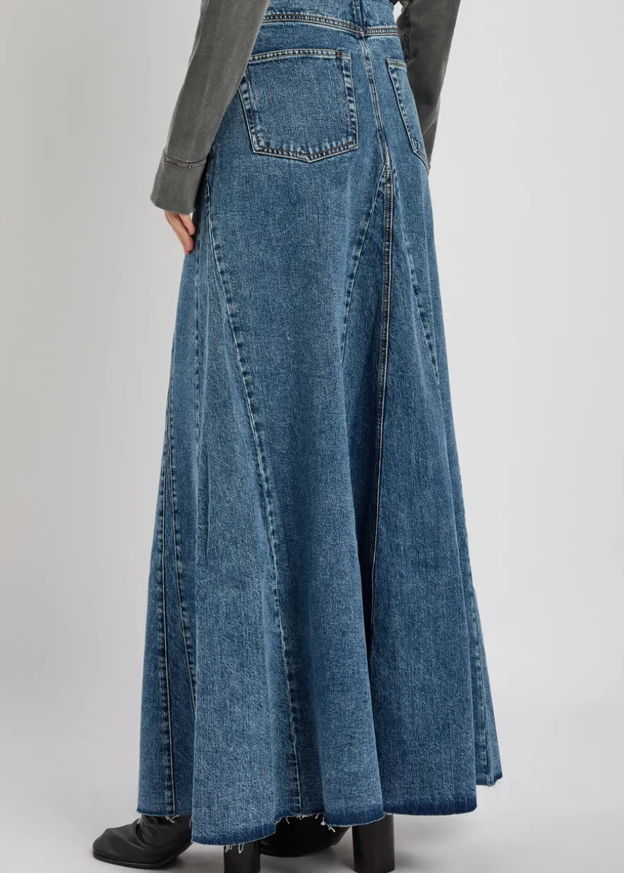 Revel panelled denim maxi skirt