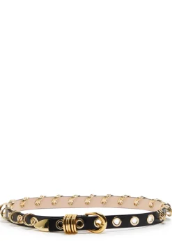 Revenge ring-embellished leather belt