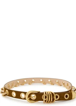 Revenge ring-embellished suede belt