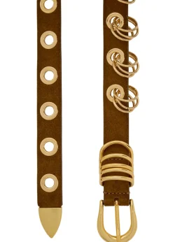 Revenge ring-embellished suede belt