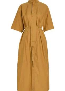 Reversible belted cotton and silk-blend midi dress