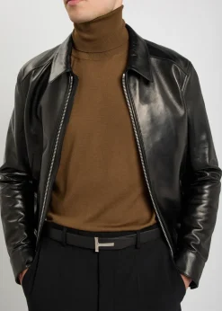 Reversible grained leather belt