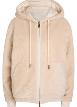 Reversible hooded fleece and shell cardigan