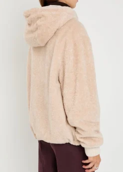 Reversible hooded fleece and shell cardigan