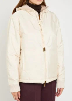 Reversible hooded fleece and shell cardigan