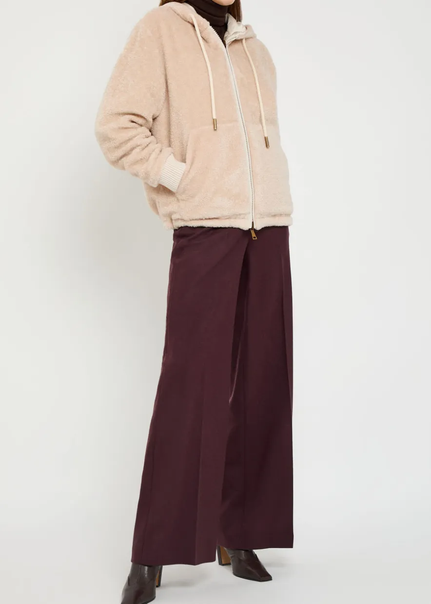 Reversible hooded fleece and shell cardigan