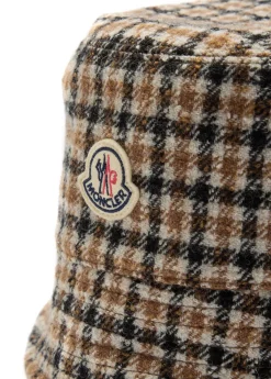 Reversible houndstooth wool-blend bucket hat