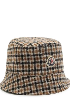 Reversible houndstooth wool-blend bucket hat