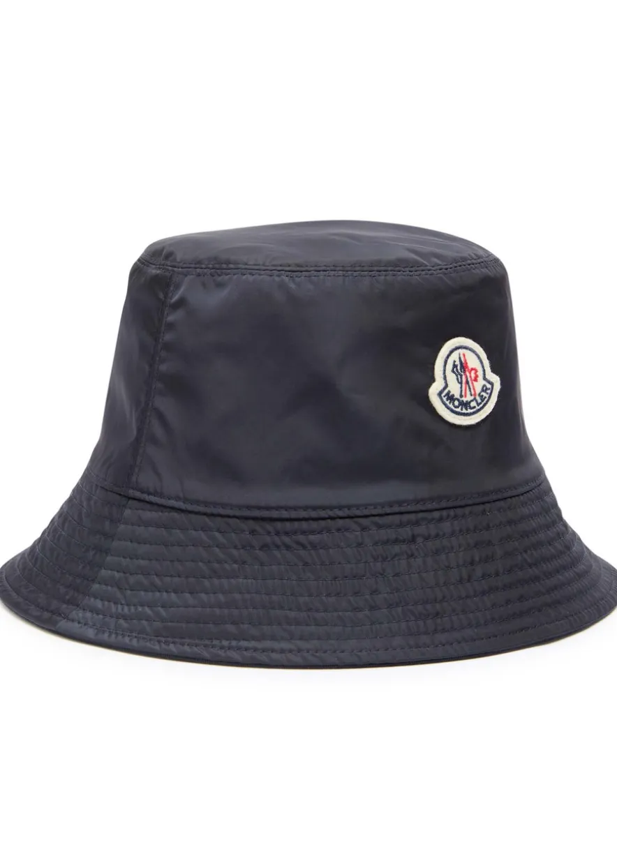 Reversible logo stretch-cotton and nylon bucket hat