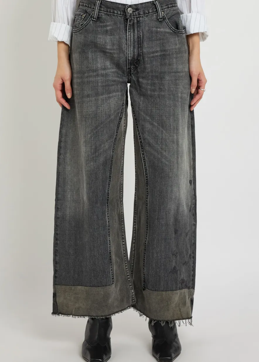 Reworked Vintage Culotte panelled wide-leg jeans