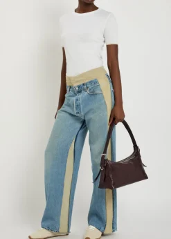 Rework Vintage suede and denim jeans