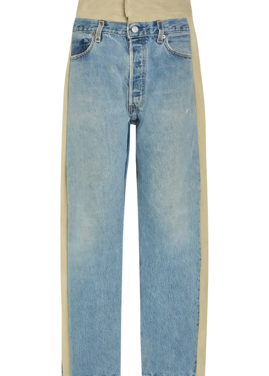 Rework Vintage suede and denim jeans
