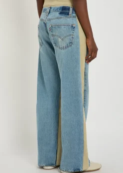 Rework Vintage suede and denim jeans