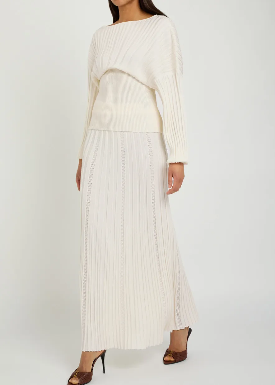 Ribbed batwing knit top