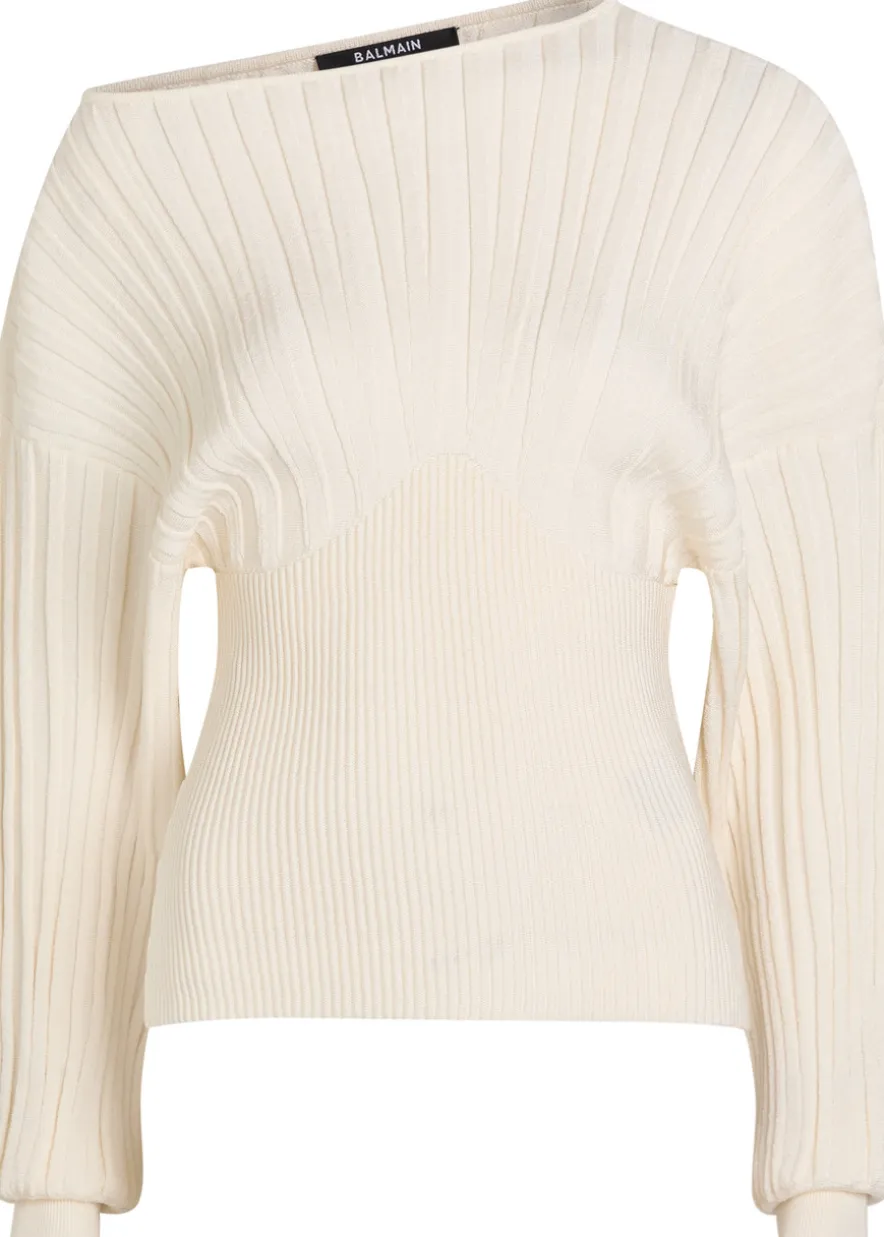 Ribbed batwing knit top
