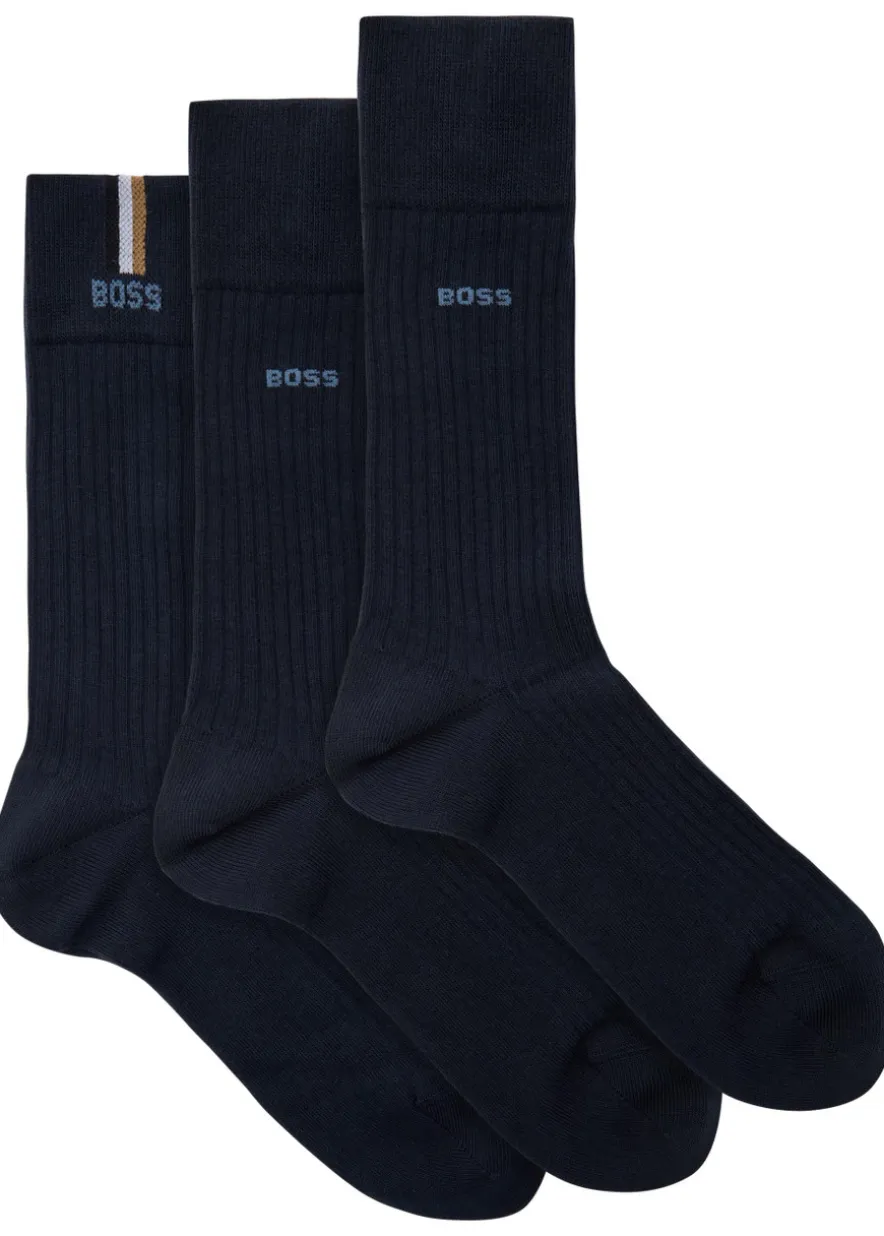 Ribbed cotton-blend socks - set of three