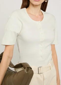 Ribbed cotton-blend top