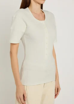 Ribbed cotton-blend top