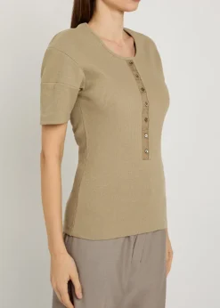Ribbed cotton-blend top