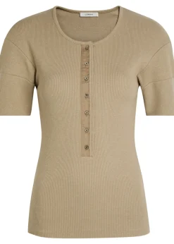 Ribbed cotton-blend top