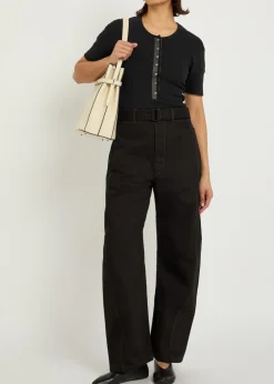 Ribbed cotton-blend top