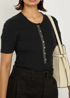Ribbed cotton-blend top