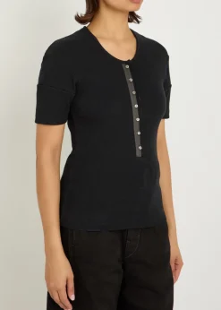 Ribbed cotton-blend top
