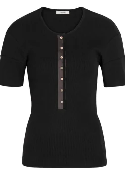 Ribbed cotton-blend top