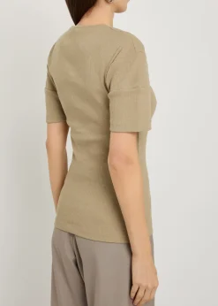 Ribbed cotton-blend top