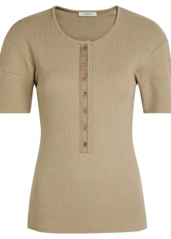 Ribbed cotton-blend top