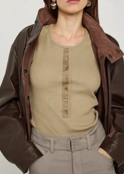 Ribbed cotton-blend top